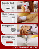 Pet Hair Vacuum for Shedding and Grooming with Dog Clipper - Complete Dog Grooming Kit for Dogs - Low-Noise - White and Red