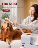 Pet Hair Vacuum for Shedding and Grooming with Dog Clipper - Complete Dog Grooming Kit for Dogs - Low-Noise - White and Red