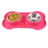 Bone-Shaped Double Dog Bowls: Stainless Steel & BPA-Free Silicone for Universal Use